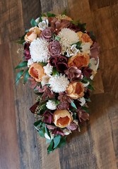 Fall Bridal Bouquet Cascading Sola Wood Burnt Orange Burgundy Wedding Flowers