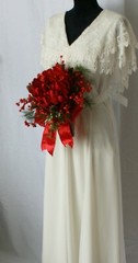Grand Red Faux Chrysanthemum and Berry Bride or Bridesmaid Wedding Bouquet