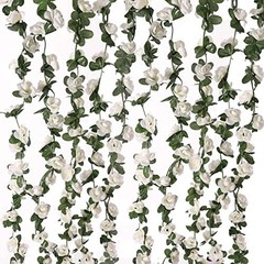 Fake Flowers – 4pcs 32.8 FT Artificial Rose Vine Flower Plants White/4pcs