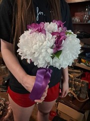 Handmade Artifial Floral Wedding Boquet Purple And White