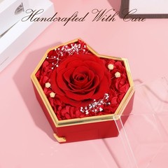 worthfan Preserved Red Real Rose with Necklace Forever Flowers Diamond
