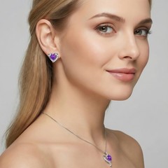 Eternal Rose Gift Box with Heart Necklace & Large size, Purple