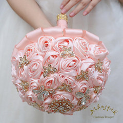 Light Salmon Handmade Bridal Bouquet for Weddings & Quinceaneras – 8.7