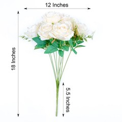 CREAM 2 Bushes 18″ ARTIFICIAL Faux Silk Rose FLOWERS Bouquet Wedding Decorations