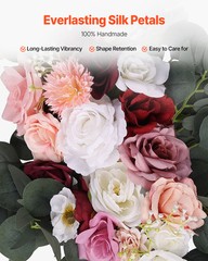 Artificial Wedding Arch Flowers Kit Pink With 2 Pcs Flowers 2 Pcs Drapes