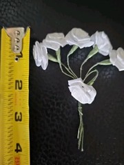 12 White Satin Fabric Roses 20+ White Leaf Leaves Wedding Bridal Bouquet Vtg?