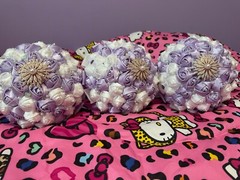 satin ribbon rose bridesmaid bouquets lavender and white