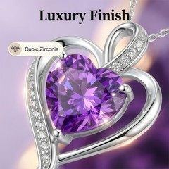 Eternal Rose Gift Box with Heart Necklace & Large size, Purple