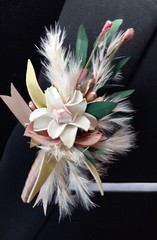 boutonniere for men Prom Wedding One-of-a-Kind New Ribbon Flowers Bling