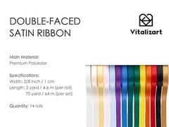 Satin Ribbon 3/8” x 14 Rolls 70 Yards Ribbon for Gift 3/8 inch Rainbow