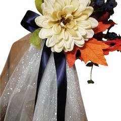 Autumn Wedding Bouquet Boutonniere Set Sunflower Navy Blue Orange Silk Flowers