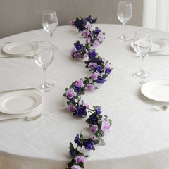 2 LAVENDER PURPLE 8 ft long Silk Mini Rose Wedding Garland Leaves Bendable Wire