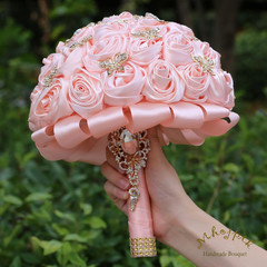 Light Salmon Handmade Bridal Bouquet for Weddings & Quinceaneras – 8.7