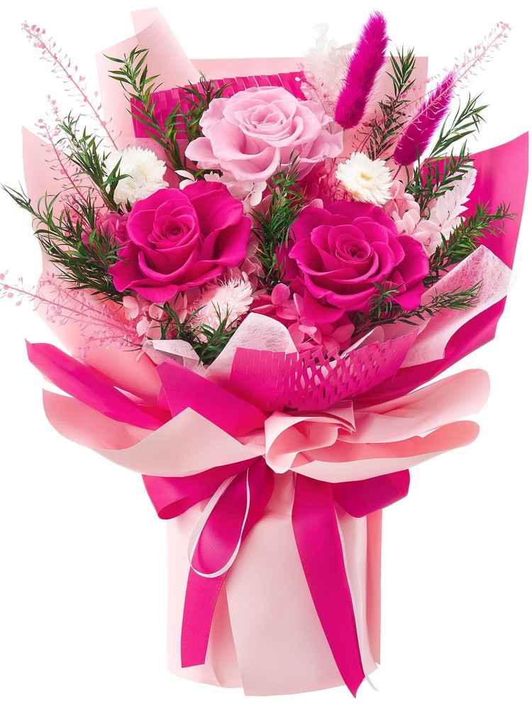 Preserved Flowers Bouquet, Forever for Delivery, Hot Pink