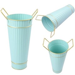 10 PCS 9 Inch Tall Galvanized Flower Buckets, Metal Flower 10 Pack 9 Inch Blue