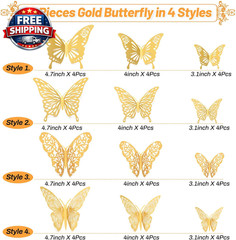 53 Pcs Flower Bouquet Accessories, 5 Pcs Gold Crowns and 48 Pcs Gold Butterfly D