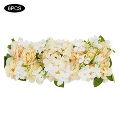 6 Pcs Champagne Artificial Flower Panels Silk Floral Wall Backdrop For Decor