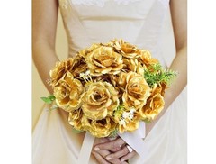 LELEE Rose Head Flowers with Stem – 108pcs Gold