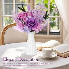 Preserved Bouquet of Flowers – 3 Roses & for Purple