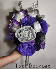 Purple Silver Black Rose Calla Lily Real Touch Bridal Wedding Bouquet Accessorie