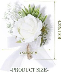 Wedding Rose Boutonniere White Groom Flower Men’s Boutineer Prom Buttonholes …