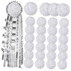 28 Pcs Homecoming Mum Flower Decoration 6.5/4.5 Inches Silver/White