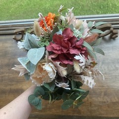 Bridal Wedding Bouquet Budget Friendly Beautiful Faux Flowers White Pink Orange