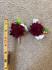 Deep Red Corsage and Boutonniere Set for Wedding Prom, Artificial Flower Wrist
