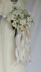 Feather and Flower Gypsy Boho Silk Wedding Bouquet