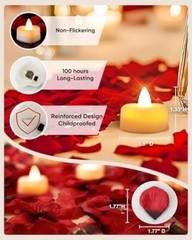 2000pcs Artificial Rose Petals with LED Tea Lights Kit for Special and Romantic