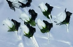 11 Pc Wedding Bouquet Set, White Roses, Black Calla Lilies, Bouquet Package