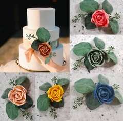 Burnt Orange Wedding Cake Topper Sola Wood Rose Flower Eucalyptus Reusable DIY