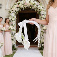 Realistic Silk Flower Bridal Bouquet Artificial Floral Hoop Wreath For Weddings
