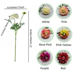 6 Pcs Artificial Dahlias,Silk Flowers with Stems,Winter Flowers Artificial fo…
