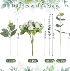 Set of 6 Bridesmaid Bouquets for Wedding, 6 White Roses Bouquets, and 155 Pcs 3