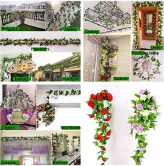 Zhiheng 4 Pack 7.8ft Artificial Rose Vines with Green Leaves Fake 78ft, Pink