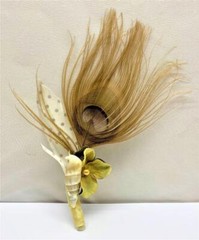 Lot of 3 Beach Wedding Handmade Seashell Feather Groom Shell Boutonniere