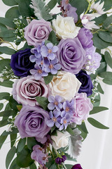 Lilac Wedding Arch Flowers Kit with 26Ft White Draping Fabric for DIY Decor