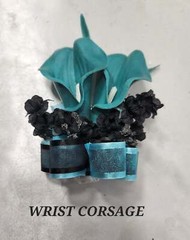 Teal Black Calla Lily Bridal Wedding Bouquet Accessories