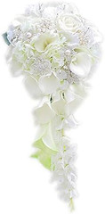 Elegant Calla Lily & Pearl Wedding Bouquet – White Rose Diamonds