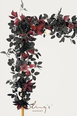 Ling’s Moment 5FT Black Burgundy Artificial Flower Garland Fake Rose Leaves F…