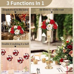 Red & White 13.8” Diameter Pcs of 6 Fake Flower Ball Arrangement