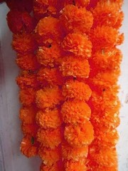 Artificial Marigold Fluffy Flowers Garlands for Decoration 5 Yellow + 5 Orange|