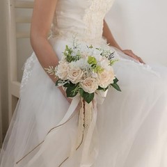 Wedding Bouquets Large for Bride Bridesmaid,White Champagne 9.5 inches