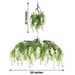 55″ CREAM GREEN Silk Wisteria Vine Hanging Artificial FLOWER Chandelier Party