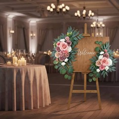 2 Pieces Nuptial Welcome Sign Ornamental Swag Reusable Welcome Sign Wreath