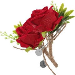 2Pcs Red Simulated Flower Boutonniere for Wedding Party Bride and Groom