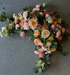 3 foot corner: Handmade Silk Wedding Flowers: Roses, Hydrangeas, Eucalyptus ++