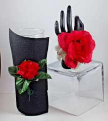 Prom Wrist Corsage & Boutonniere Artificial Red and White Flower Diamond