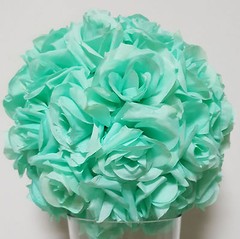 Mint/Aqua Rose Flower Pomander Wedding Kissing Ball 11-12 inches USA Seller